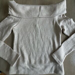 White House Black Market Cream sparkle Off-Shoulder Sweater